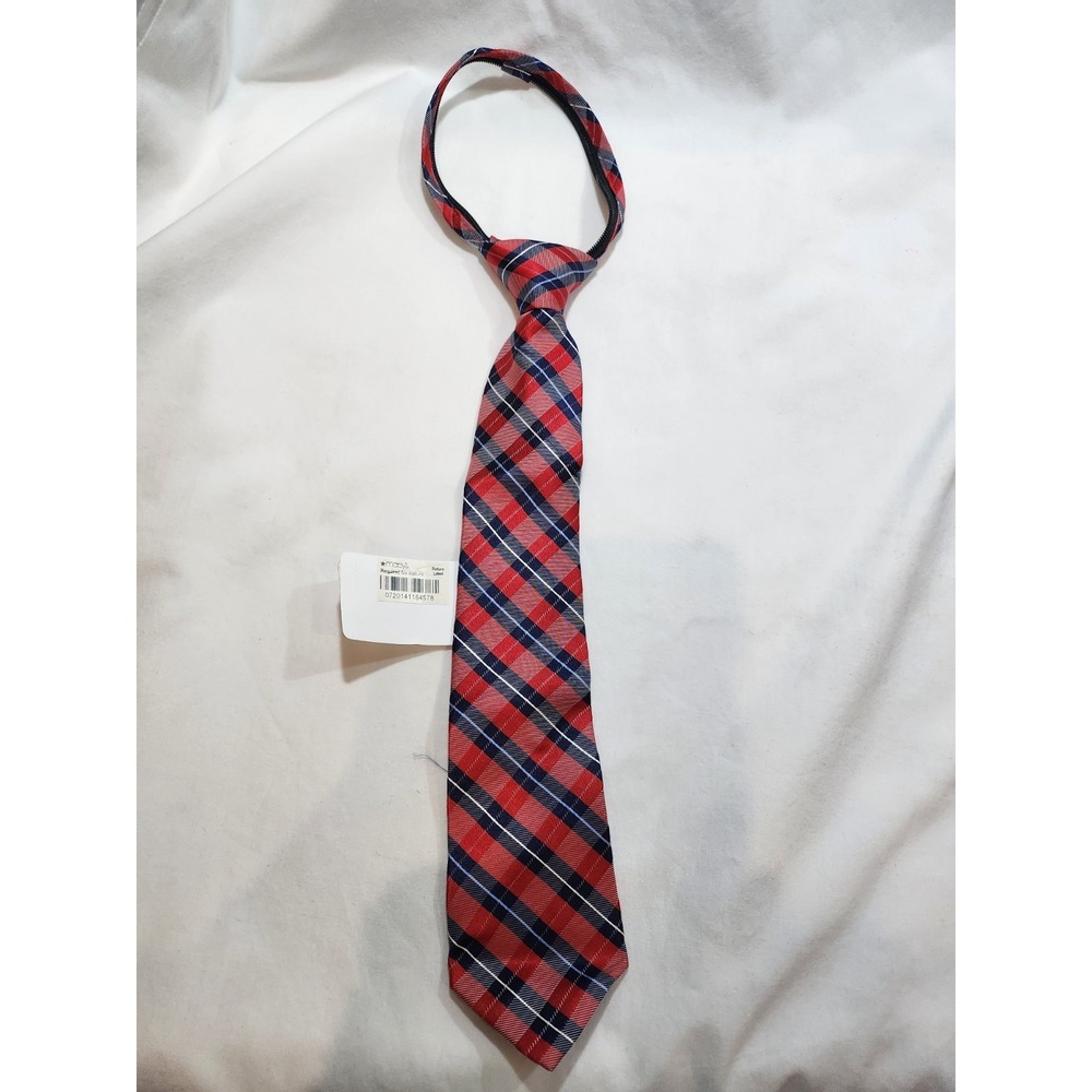 NEW~NAUTICA~Boys Zipper Tie~Holiday Red Striped ~100% Silk~ Necktie NWT